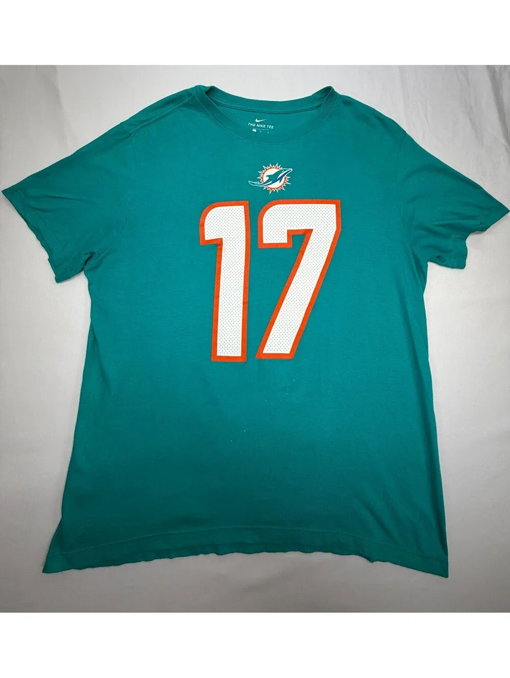 Nike Men's T-Shirt Miami Dolphin 17 Waddle NFL  Crew Neck Size Large Green